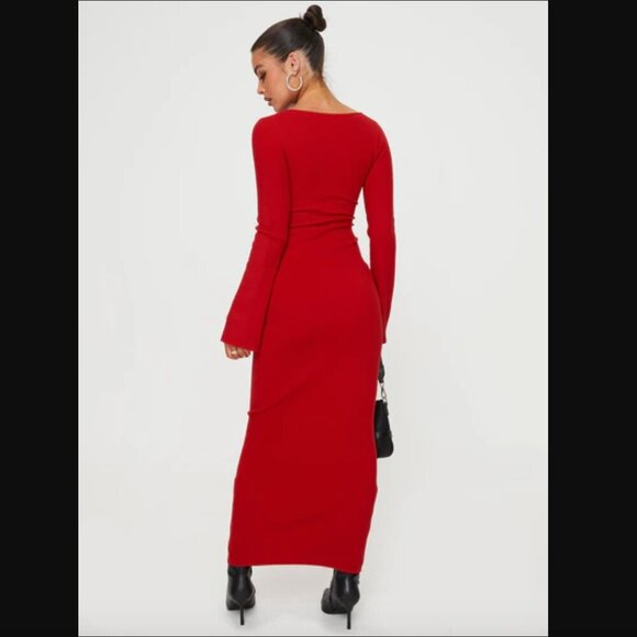Princess Polly Whitley Red Cut Out Knit Maxi Dress XS/S - Picture 8 of 12